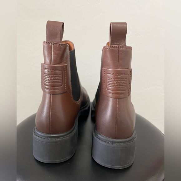Coach Lyden Lug Chelsea Leather Boot Brown Women's 8.5B - Picture 4 of 7